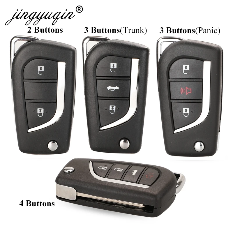 jinyuqin 2/3 Button Flip Folding Remote Key Shell for Toyota Levin Camry Reiz Highlander Corolla RAV4 Key Case VA2 Toy48 Toy43