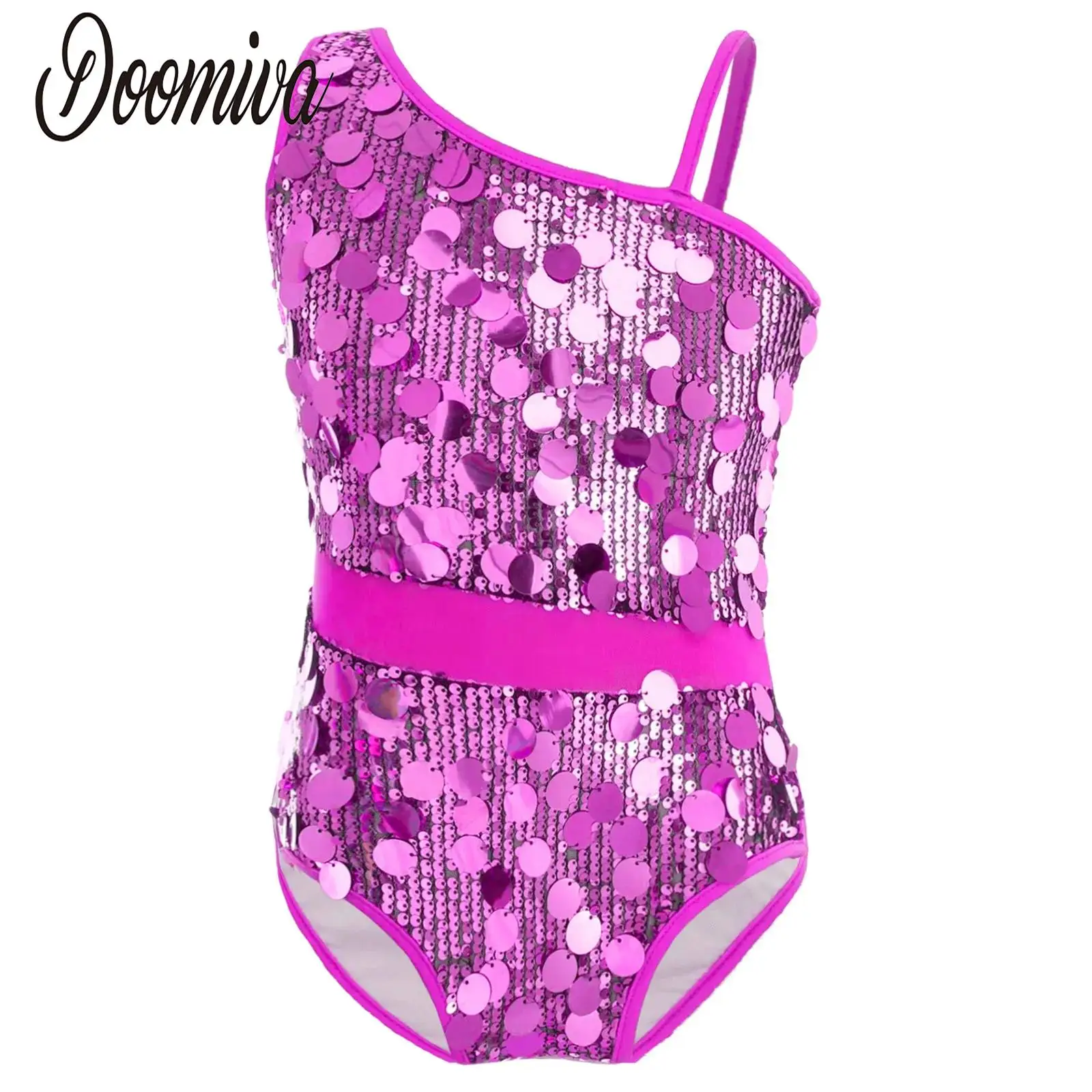 

Kids Girls Rhythmic Gymnastics Ballet Jersey Figure Skating Dance Leotard Costume Sparkly Sequins Unitards Bodysuit Jumpsuit