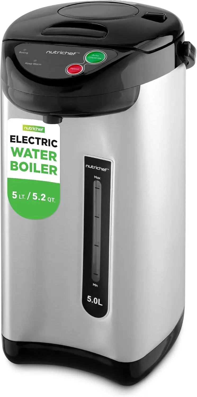 

5L Electric Kettle with 5 Temp Settings, Fast Heating, Stainless Steel, Safety Lock, 3 Dispensing Options