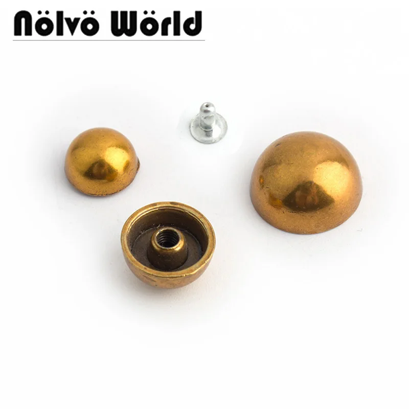 10-50-200pcs 10-12-15mm Old Gold Metal Studs Rivets Pumkin Shoes Round Punk Dome Rivet For Hats Bracelets