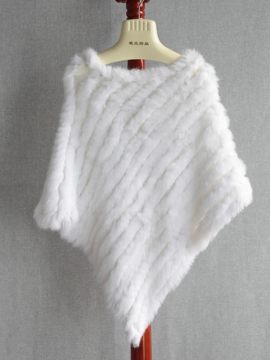  Shaped Knitted Rabbit Fur Stole Cowl Neck Coat Warmth And Elegance in One Package Fashionable Youthful And Affordable