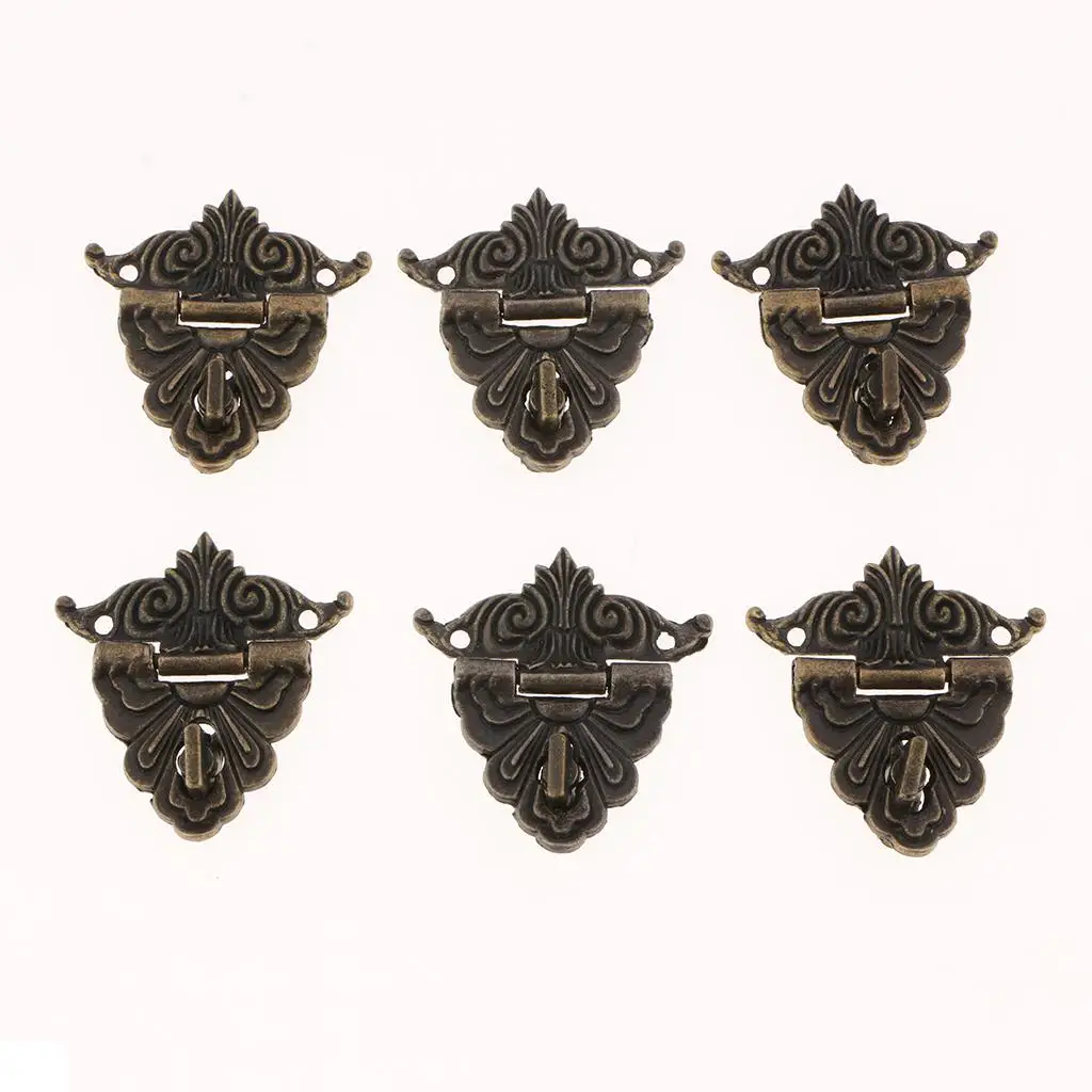 6x Embossed Buckle Lock Latch Zinc Alloy Plate Furniture Hardware