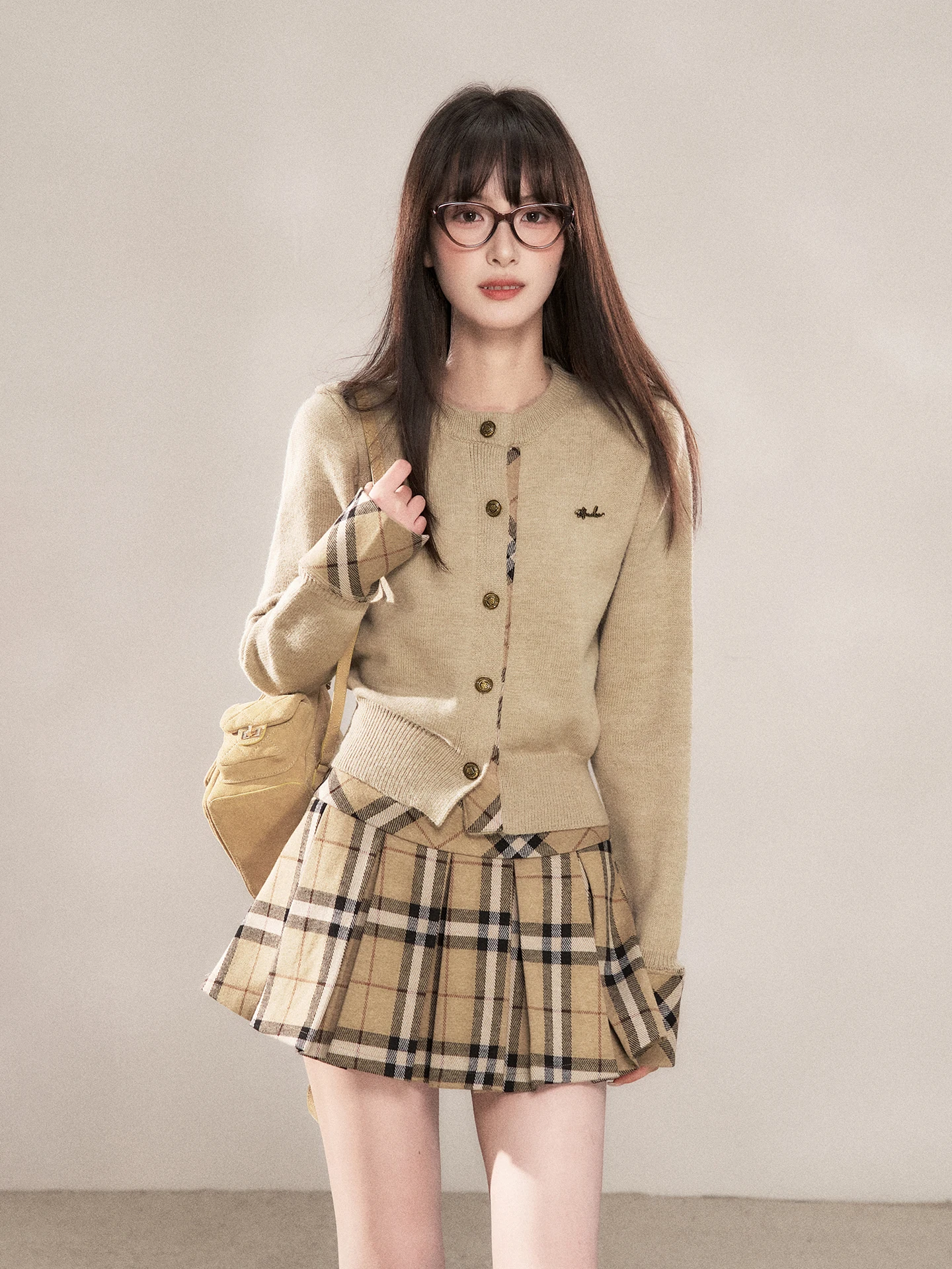 

Winter Women's Open Cardigan Sweater Merald Simple Style Long Sleeve round Neck Pure Color American Fashion High Quality Top