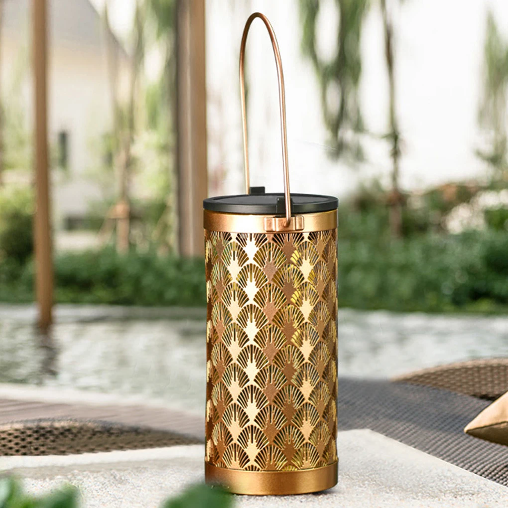 

Solar Lantern Outdoor Rechargeable Iron Projection Lamp Lighting Silver