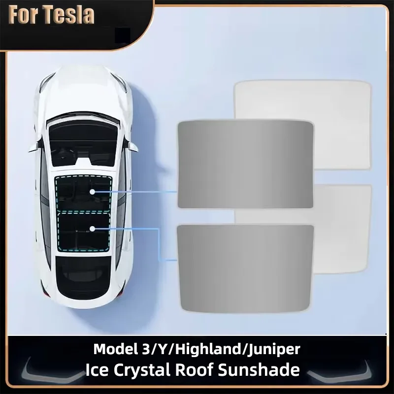 

Ice Crystal Roof Sunshade for Tesla Model 3/Y/Highland/Juniper 2025 Accessories Car Shade Sun Visor Anti UV Protection Shade Net