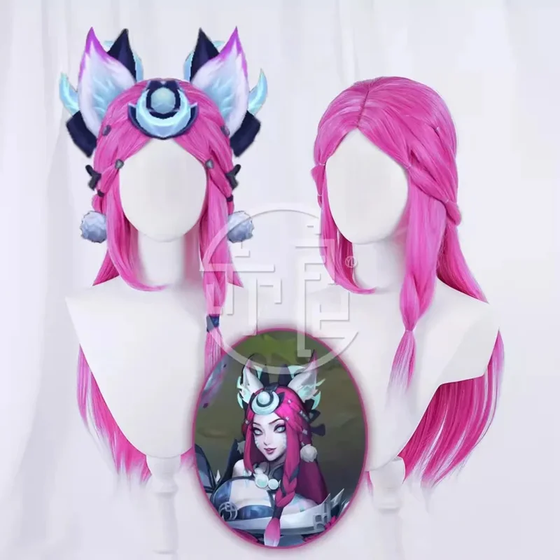 AAA 2025 لعبة سنو مون تأثيري LOL تسعة الذيل شيطان الثعلب أهري شعر مستعار 80 سنتيمتر طويلة مقاومة للحرارة الباروكات هالوين كرنفال