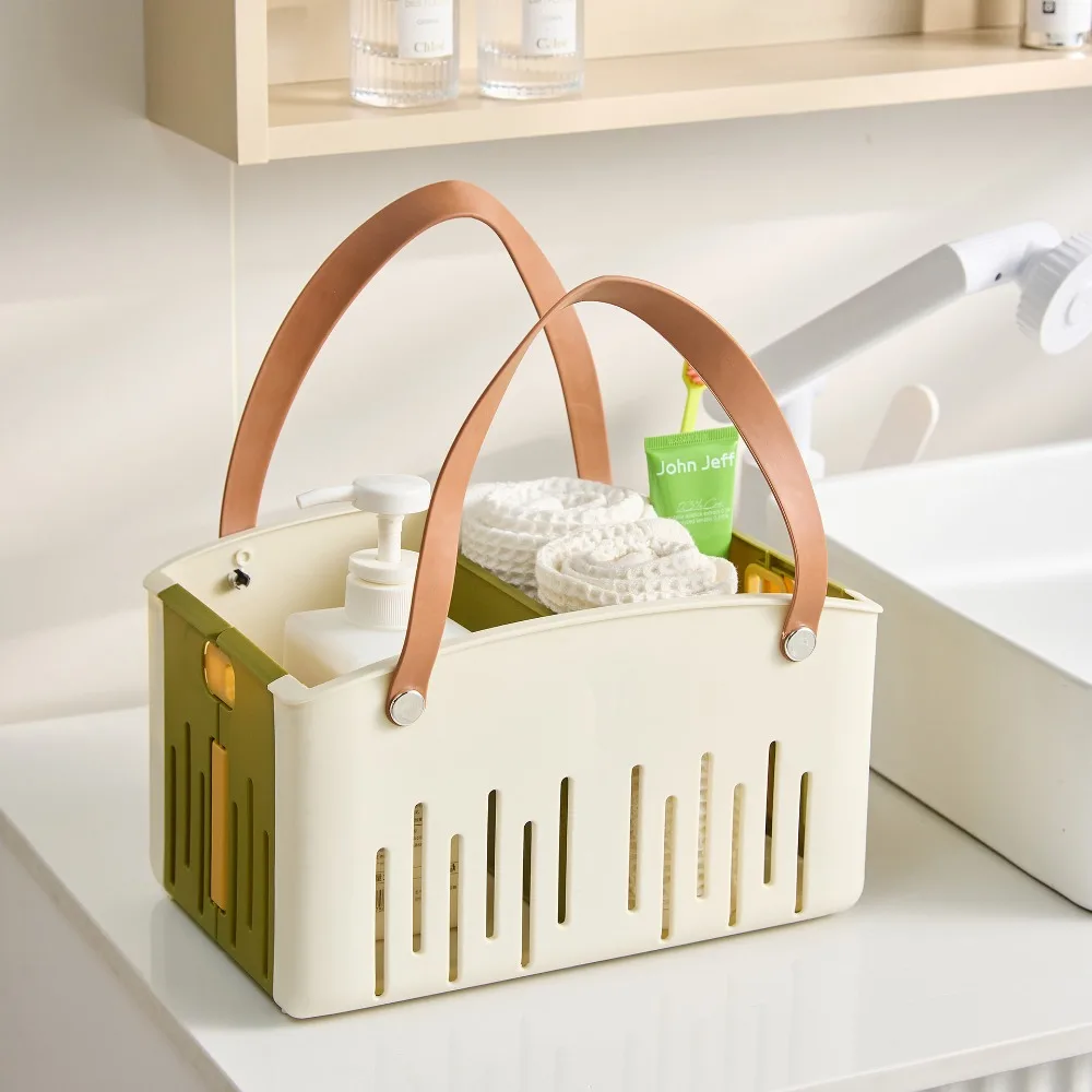 

Multifunctional Foldable Bath Basket Plastic Large Capacity Bathroom Storage Basket Waterproof Portable Toiletry Basket