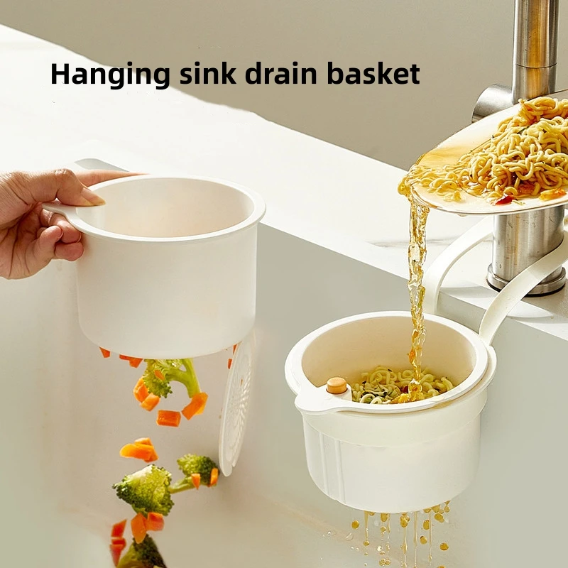 Sink Drain Basket Faucet Hanging Filter Bag Adjustable Automatic Dumping Basket Sink Sponge Rack Kitchen Waste Collector