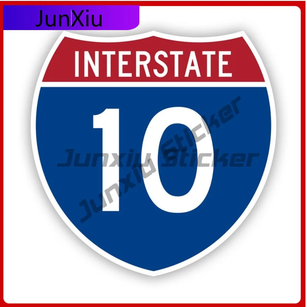 

I-10 Interstate 10 Sign Sticker Uv Protected Decals Uv Protected Highway Freeway Shield Funny Style Helmet Use Waterproof Vin