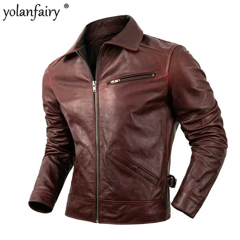 

Motorcycle Leather Jacket Men 2022 Autumn New Cowhide Genuine Leather Short Jackets for Men Fashion Casual Vintage Jackets Lq442