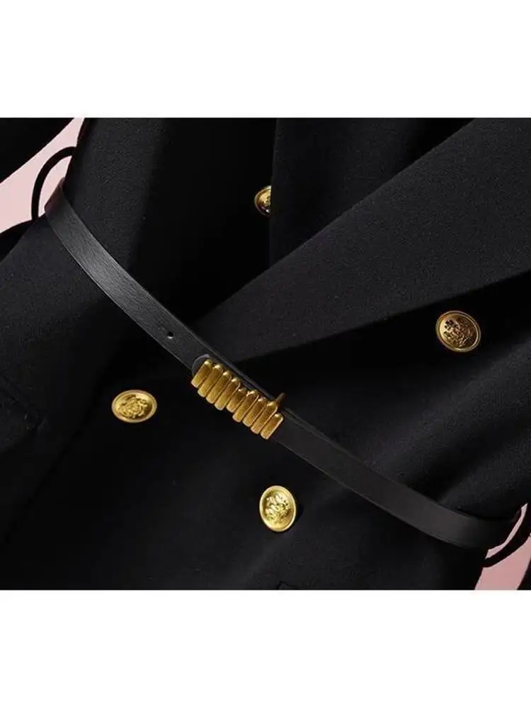 

Slim Fit Women's Suiting Jaet Bla Casual High-End Design Korean Sle Long Sve Double Breasted Office Wear