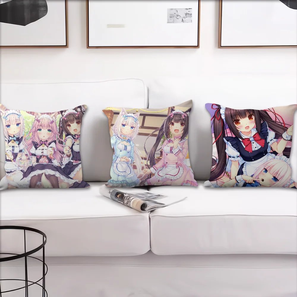 Game N-Nekopara Comfortable Pillow Case  Cushion Cover Suitable for Home Living Room Sofa Room Decoration