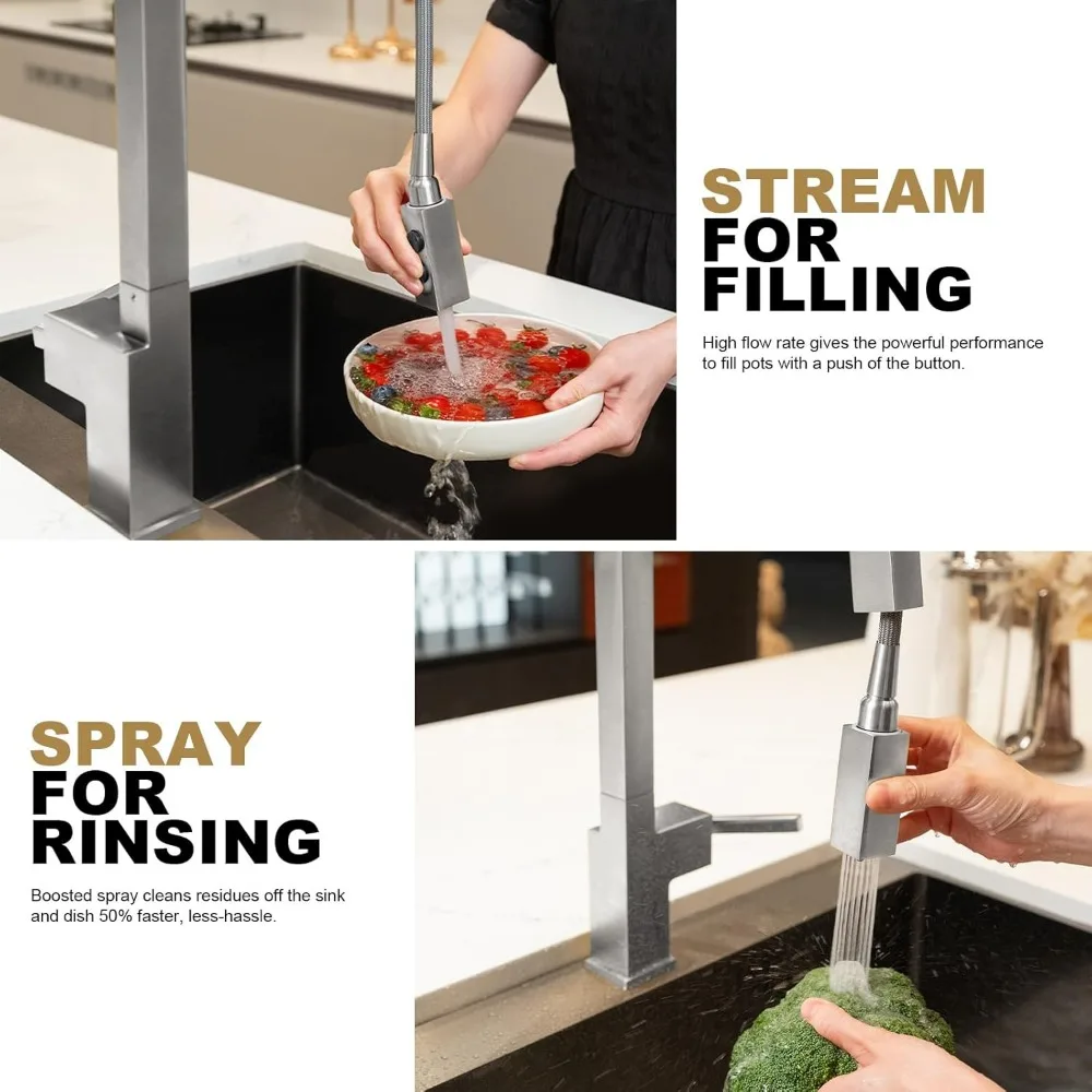 Ausziehbarer Küchenarmatur mit einem Griff und gebürstetem Nickel-Finish von Lava Odoro