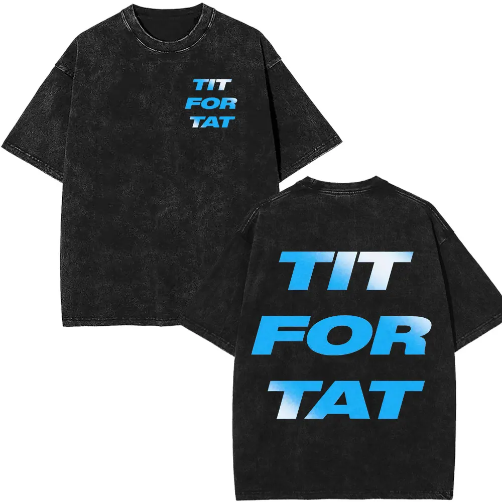 Vintage lavato Tate McRae TIT FOR TAT Album 2025 Merch T-shirt Uomo Donna Abbigliamento Harajuku T-shirt a maniche corte T-shirt in cotone