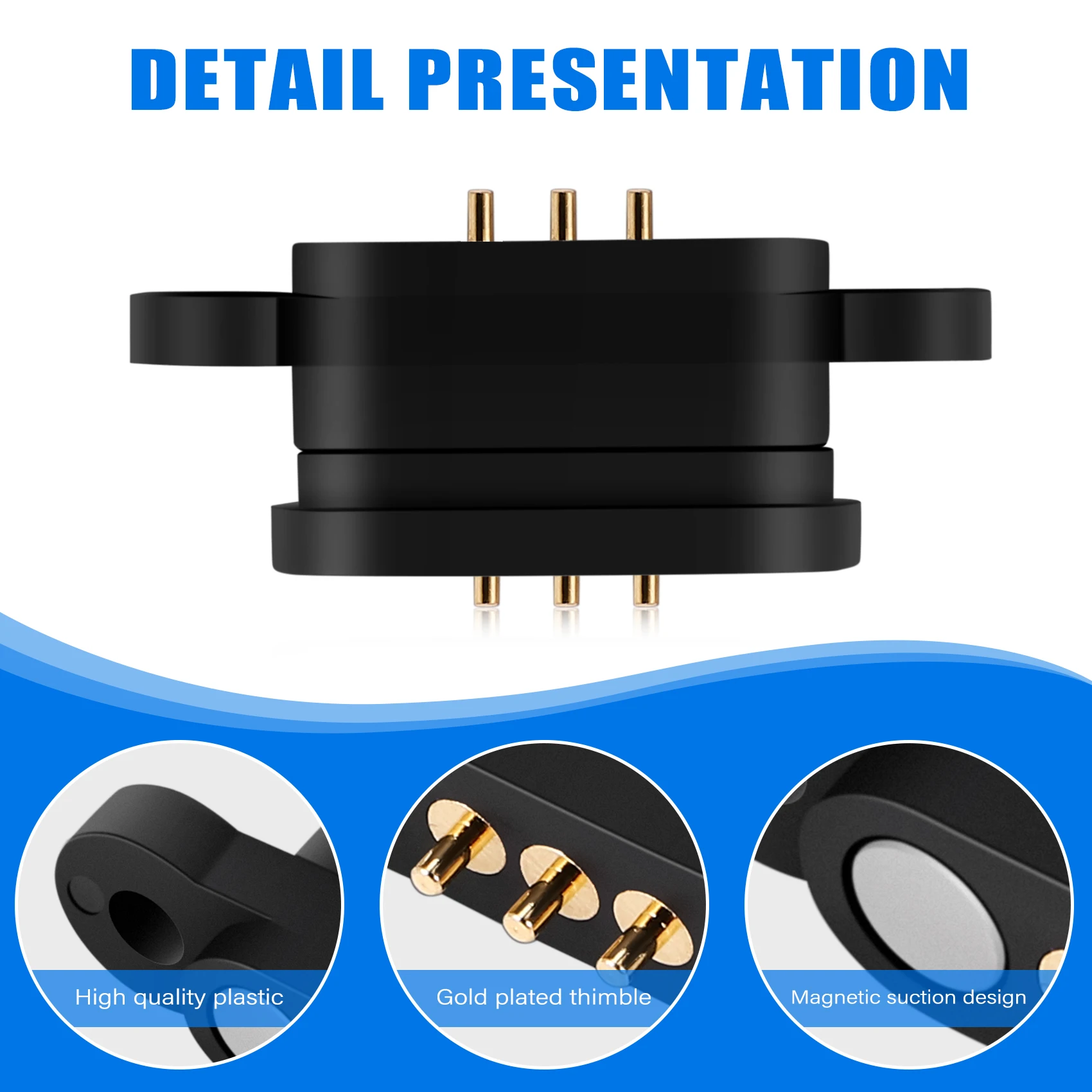 A51M-5 Pairs Spring Loaded Magnetic Pogo Pin Connector 3 Positions Magnets Pitch 2.3MM Through Holes Male Female Probe