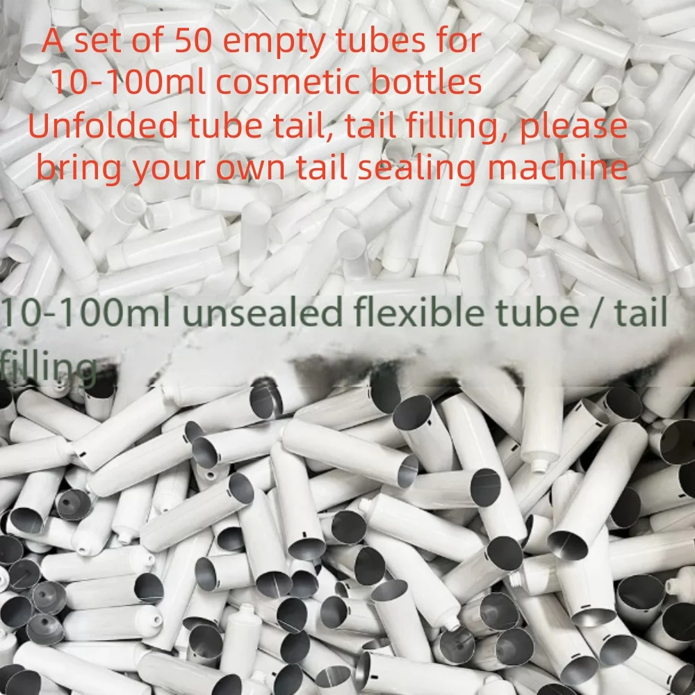 50pcs 10-150ml Unsealed Soft Tube Bottles – PET Aluminum Laminate Tube, Tail-Filling Design for Toothpaste/Cream/Gel, Requires S