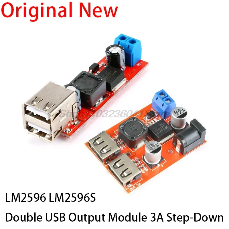 LM2596 LM2596S Dual USB Output 9V / 12V / 24V / 36V Car Charger Switch 5V DC-DC Power Supply Module 3A Buck Regulator Converter