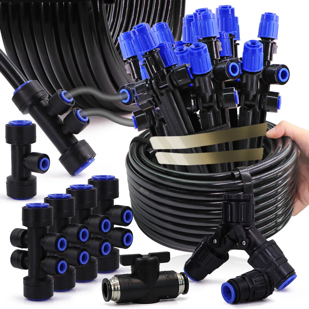 

20m 3/8" Bubbler Irrigation System 360° Adjustable Sprinkler 12-6mm Quick Connector Garden Plants 9/12mm Auto Drip Watering Kit