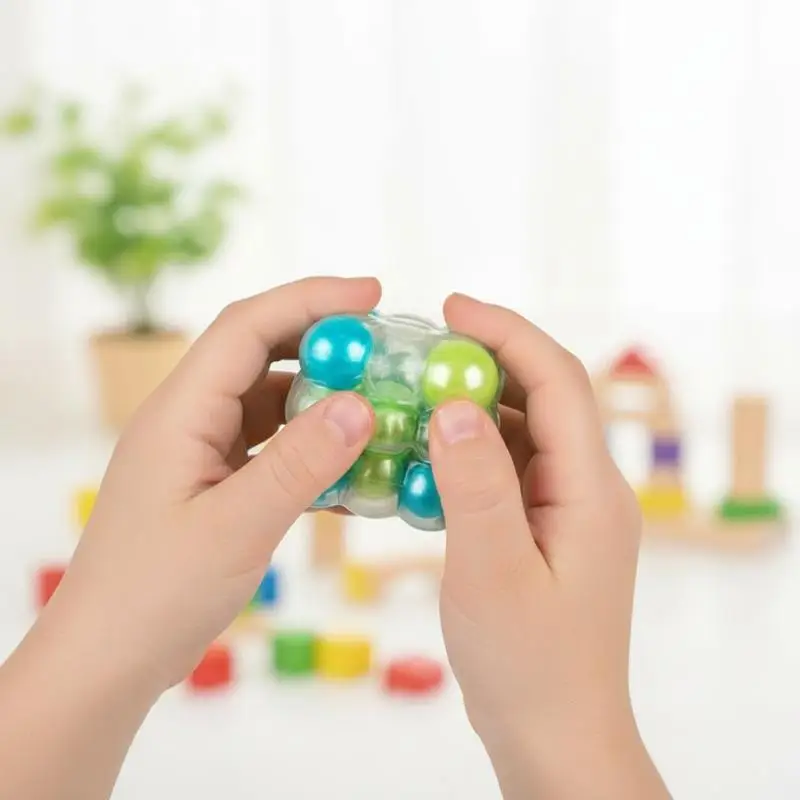 Creative Pearlescent Ball Cube Noise Squeeze Toy Transparent Squeeze Noise Making Fidget Toy For Adults Kids Relief Anxiety Gift