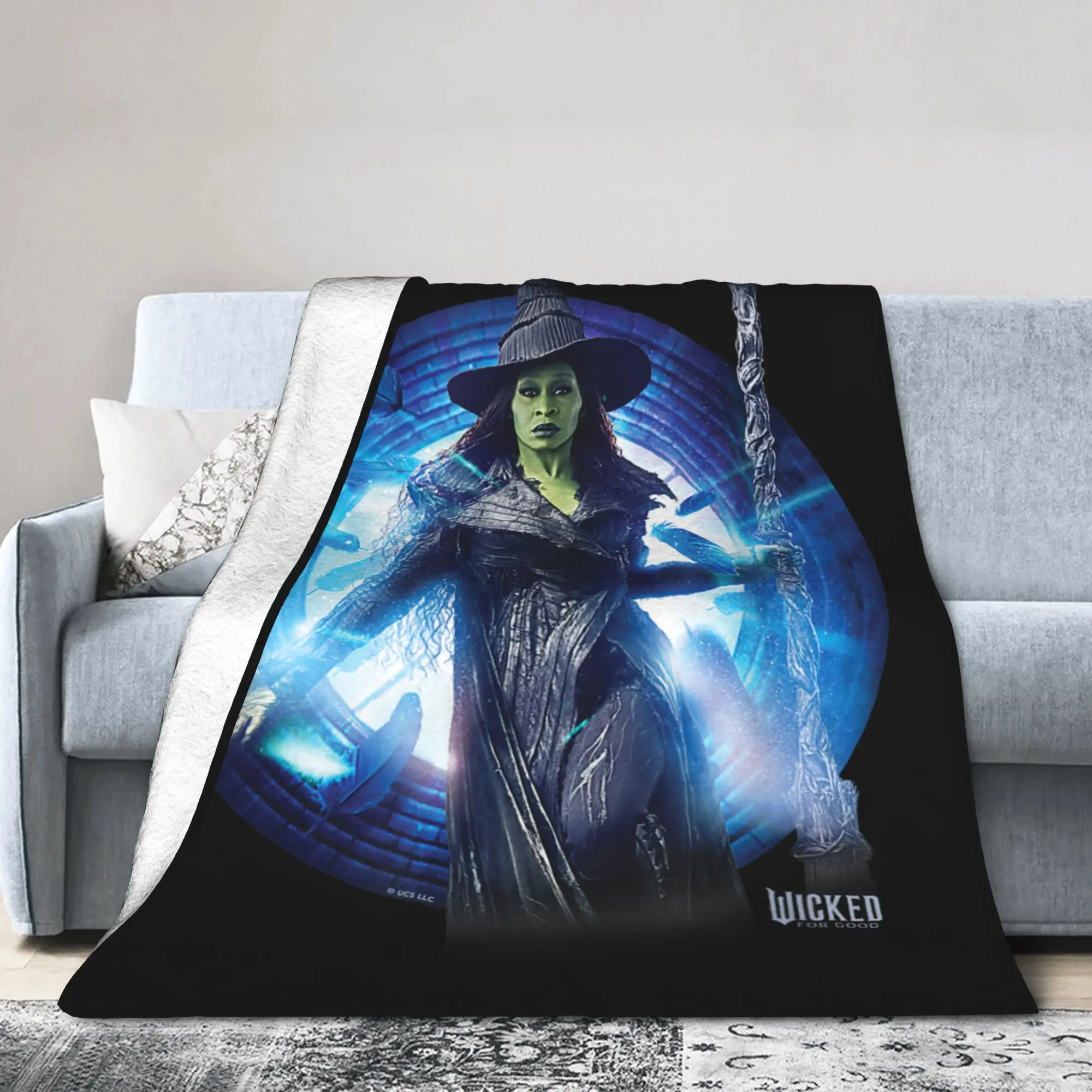 Wicked For Good Elphaba Power Pose Decke Korallenvlies Plüsch Herbst Winter Tragbare superweiche Überwurfdecke für Bettwäscheüberwürfe