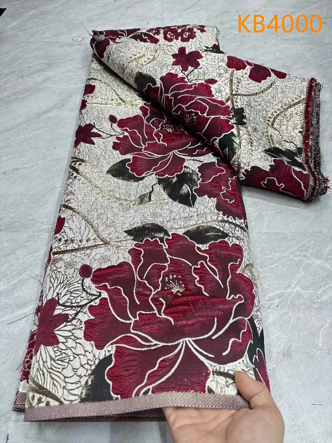 

5 Yards Latest Nigerian Brocade Fabrics African Fabric Lace High Quality 2025 Jacquard Tulle Lace Fabrics For Sewing KB4000