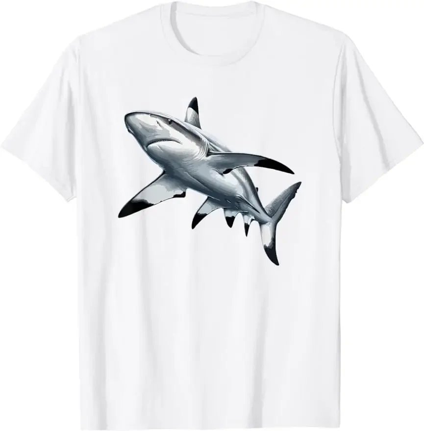 New Summer 2024 Shark Graphic Lover Vintage Black Tip Reef Shark T-shirt