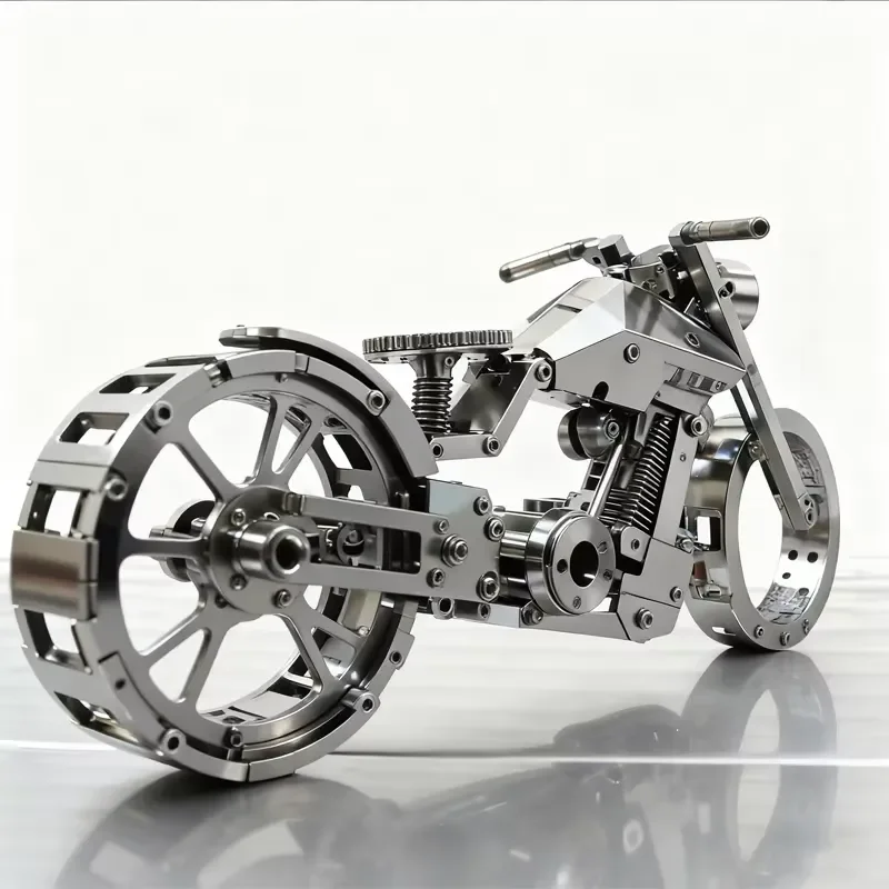 Modern Outdoor Stainless Steel Motorcycles Sculpture Painted Metal Craft Custom Print for Back School Featuring Flower Logo
