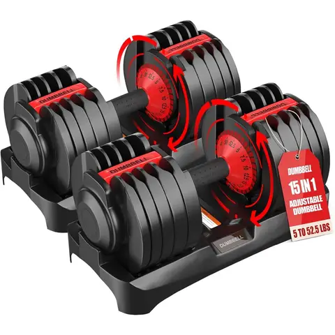 Zestaw hantli regulowanych - 25/52,5/55 funtów z antypoślizgowym uchwytem i podwójnym systemem blokady bezpieczeństwa