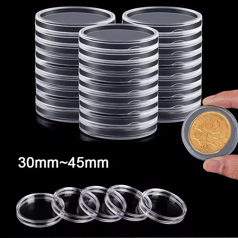 Clear Plastic Coin Capsules Storage Box Various Sizes 30/32/33/38/40/45mm Storage Cases Holders Protector Coin Collectors Gift
