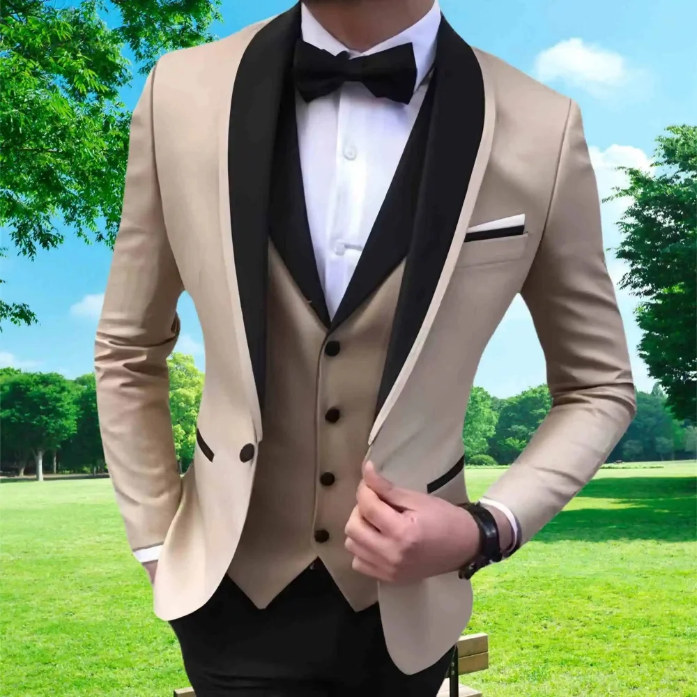 

Men's Slimming Western-style Suits Smooths Your Silhouette Fashionable British Wedding Tuxedos Clothing 3-piece suit