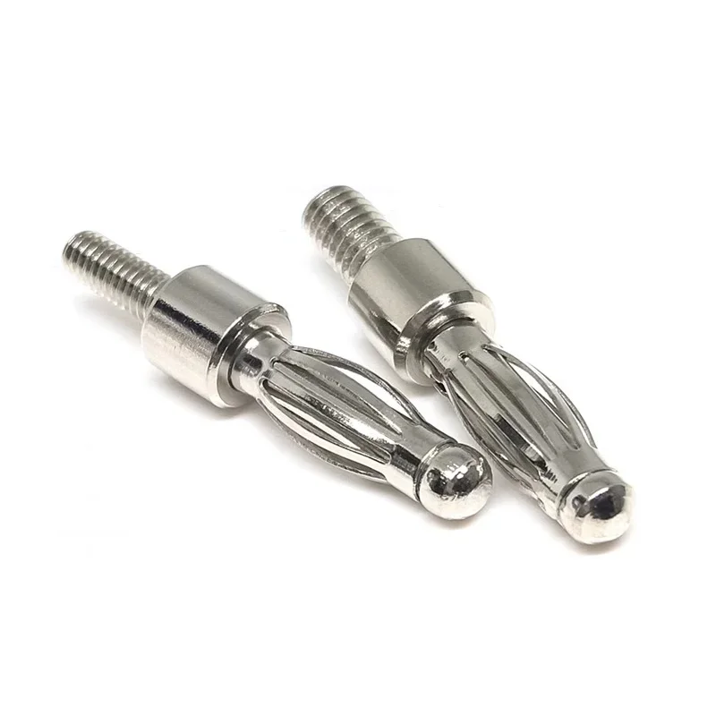 20PCS 4mm Banana Plug with Thread 3mm / 4mm for Panel Mount M3 / M4 Bolt Fitted Uninsulated Adaptor Connector Plugs