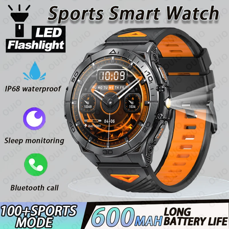 

Metal Body Smart Watch Men 1.6-Inch AMOLED600MAH LED Flashlight AI Voice IP68 Waterproof 100+Sports Bluetooth Call Smart Watch