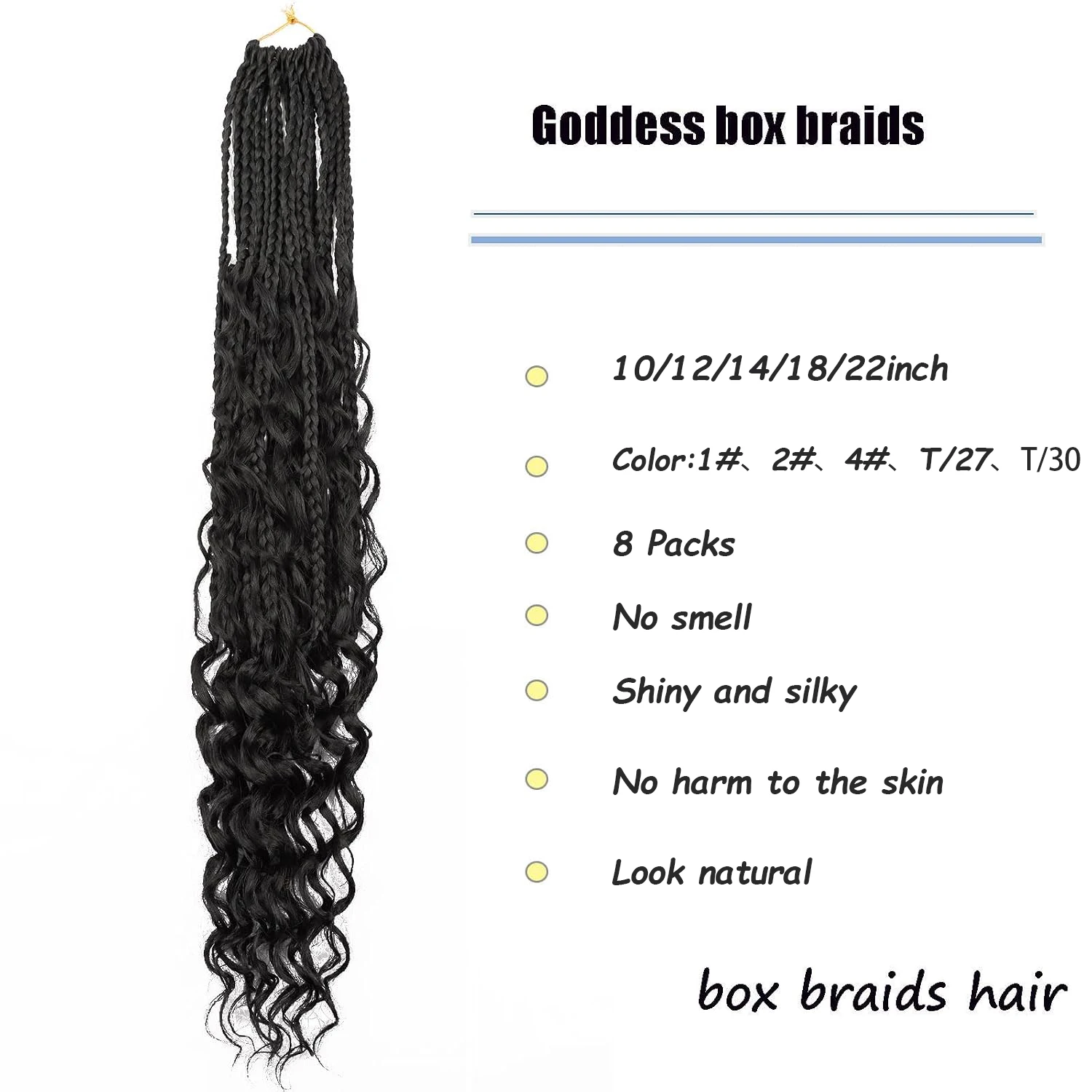 Pre‑Looped Goddess Box Braids Crochet Hair 22 Inch Boho Synthetic Braids Hair Extensions For Women, Daily, Party, Festival Use