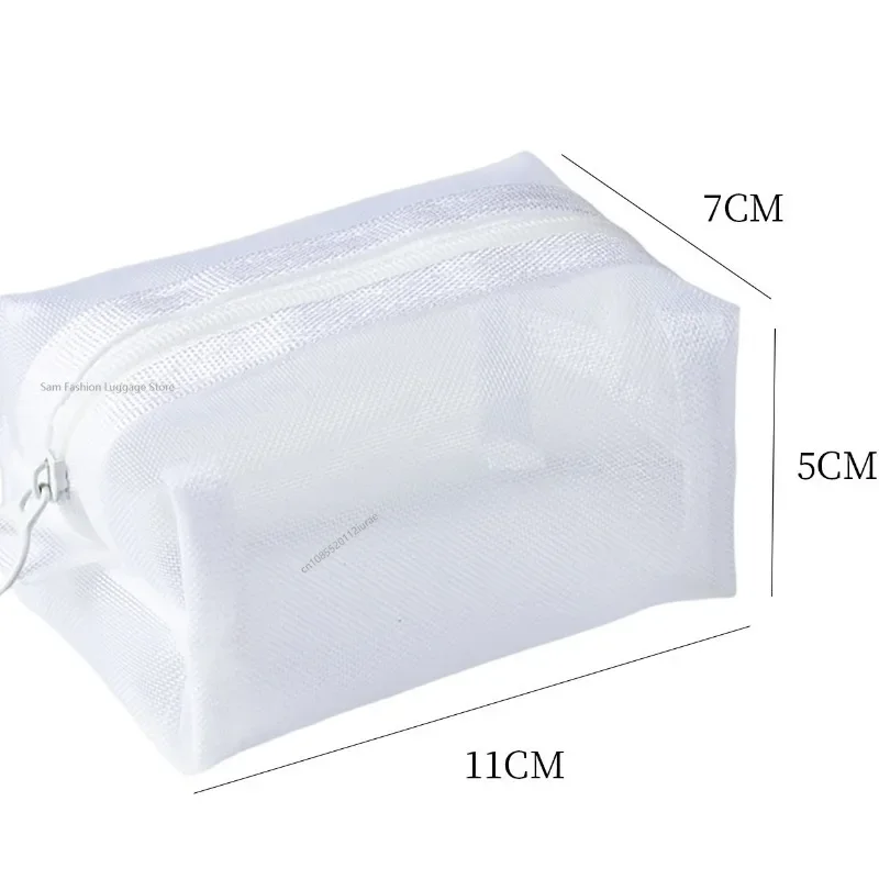 Multipurpose Breathable Square Mesh Storage Pouch Lightweight Mini Wash Bag Mini Zipper Coin Purse Large Capacity Coin Purse view 3
