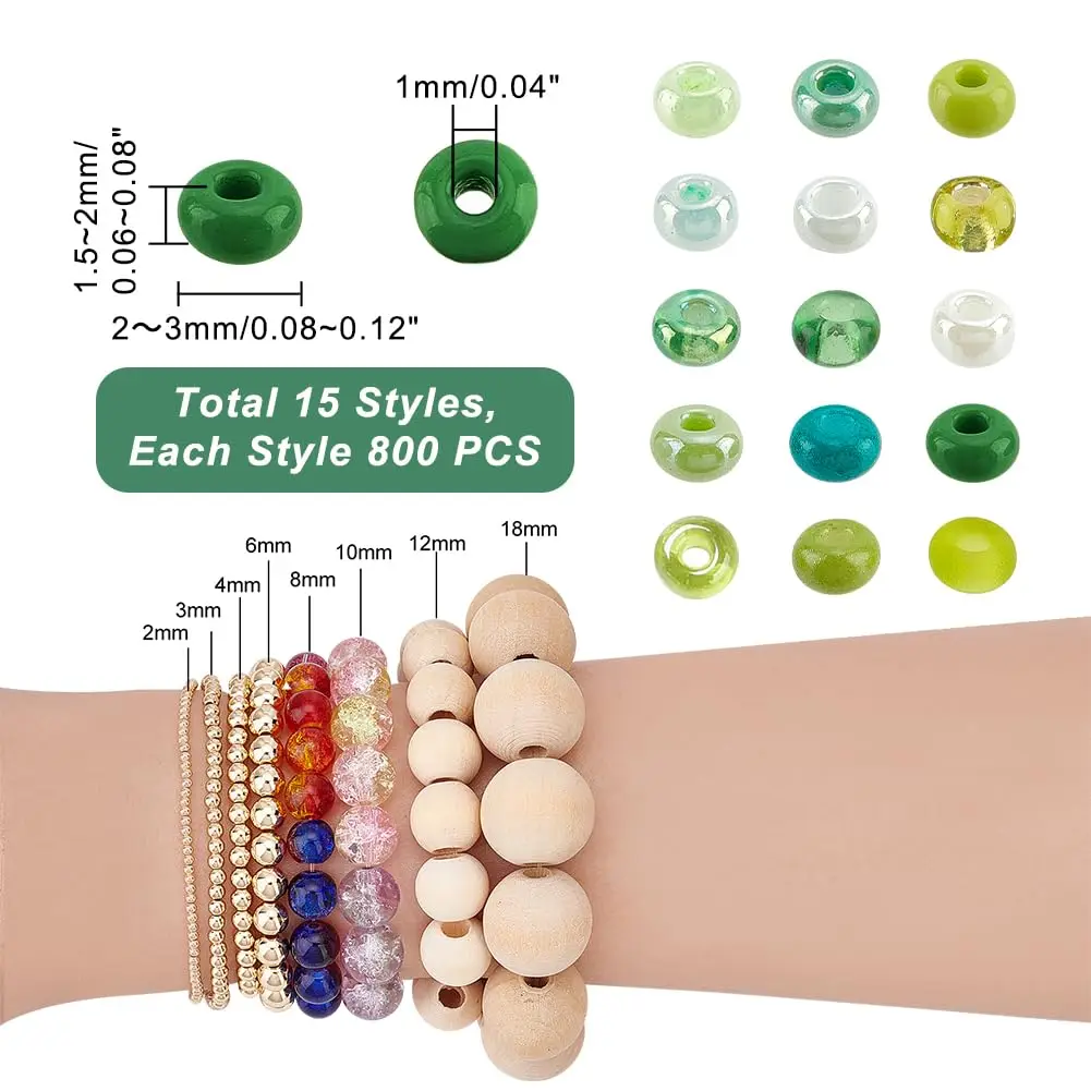 9000pcs 2mm Green Seed Beads, 12/0 Glass Round Mini Spacer Beads for Earrings, Bracelets, Necklaces, Eyeglass Chain DIY Crafts image 2