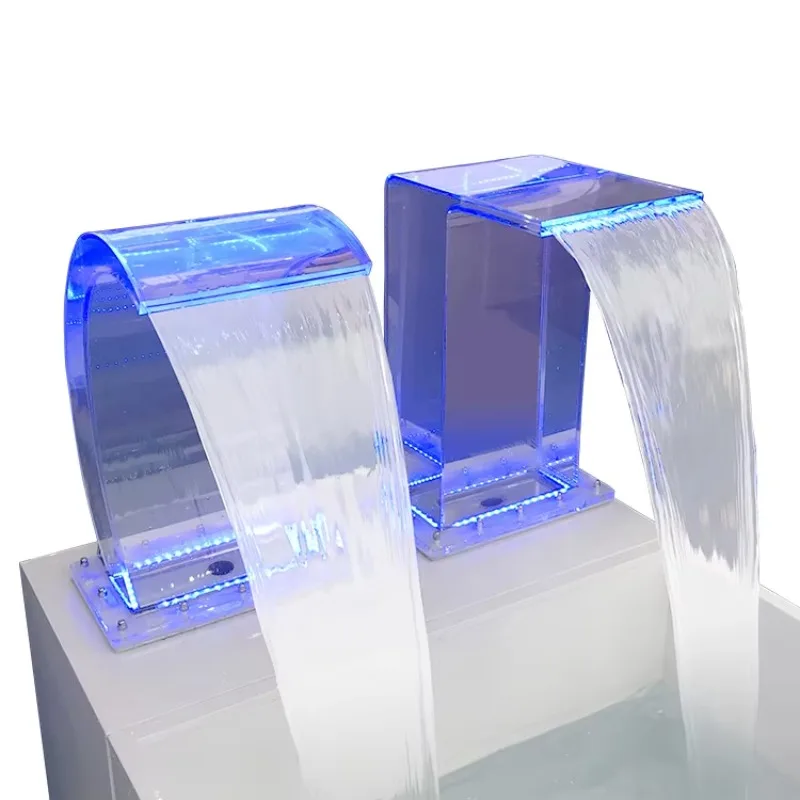 STLF LED Illuminated Acrylic Curved Water Feature for Swimming Pools Spas & Hotels Decorative Waterfall
