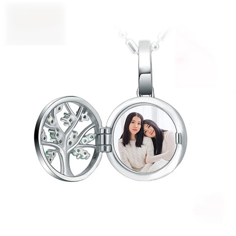 Strollgirl 925 Sterling Silver Engraved Family Tree of Life Photo Locket Necklaces Custom Necklaces & Pendants for Women Jewelry