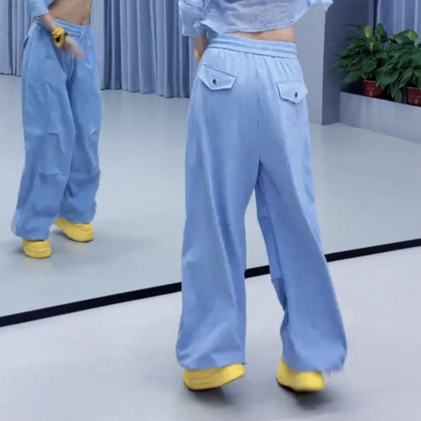 summer-blue-casual-square-dance-pants-women's-loose-thin-quick-dry-workwear-straight-leg-sports-women's-pants-trendy