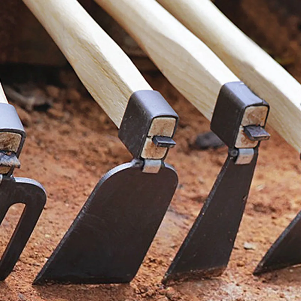 Compact Garden Hoe with Comfort Grip Wood Handle Sharp Steel Blade Multi Purpose Gardening Tool for Excavation Aeration