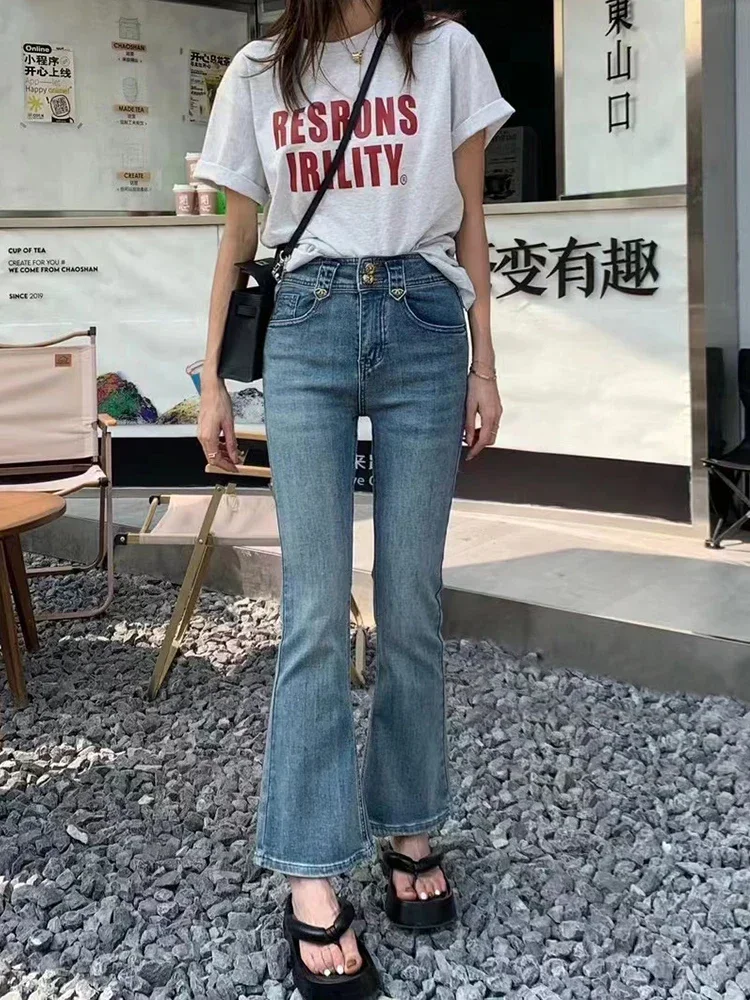 

Y2k Large High Waist Straight Leg Jeans For Women Spring And Autumn 2023 New Fat Mm Slim High Micro Flare Pants Fashion