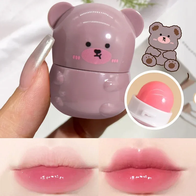 Cute Rabbit Changes Color Lip Balm Ball for Dry Lips Lip Moisturizing Power Lip Care Nourishing Repair Lips Cute Bear Balm Ball