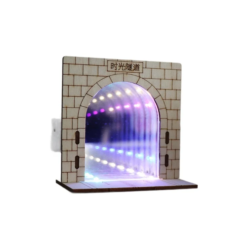 Time Tunnel Abyss Mirror Reflection DIY Assembly Handcraft, Light Optical Mechanical Desktop Ornament, Mirror Visual Display Dec