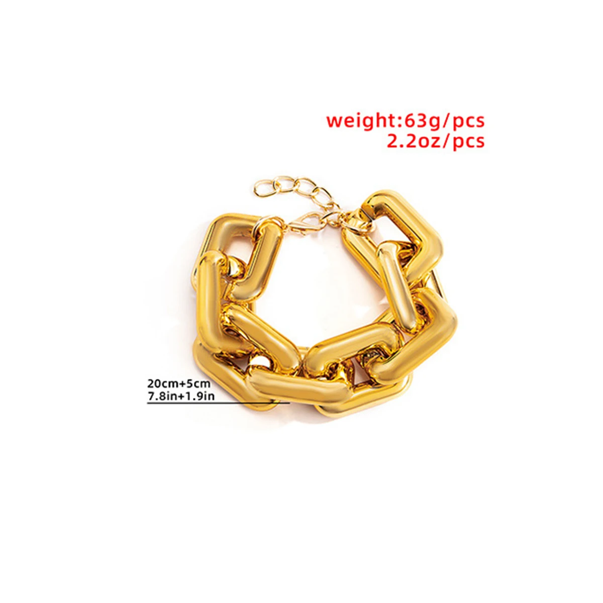 Big Punk Chain Bracelet Exaggerated Geometric Square Twisted Thick Link Chain Bracelet Women Hip Hop Jewelry