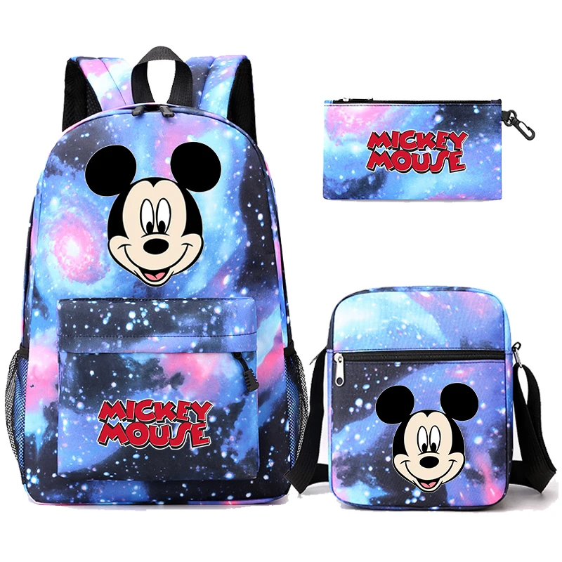 3Pcs/set Backpack Disney Mickey Mouse Boy Girl Rucksacks Teenagers Student Back To School Schoolbag Big Capacity Cartoon Bags