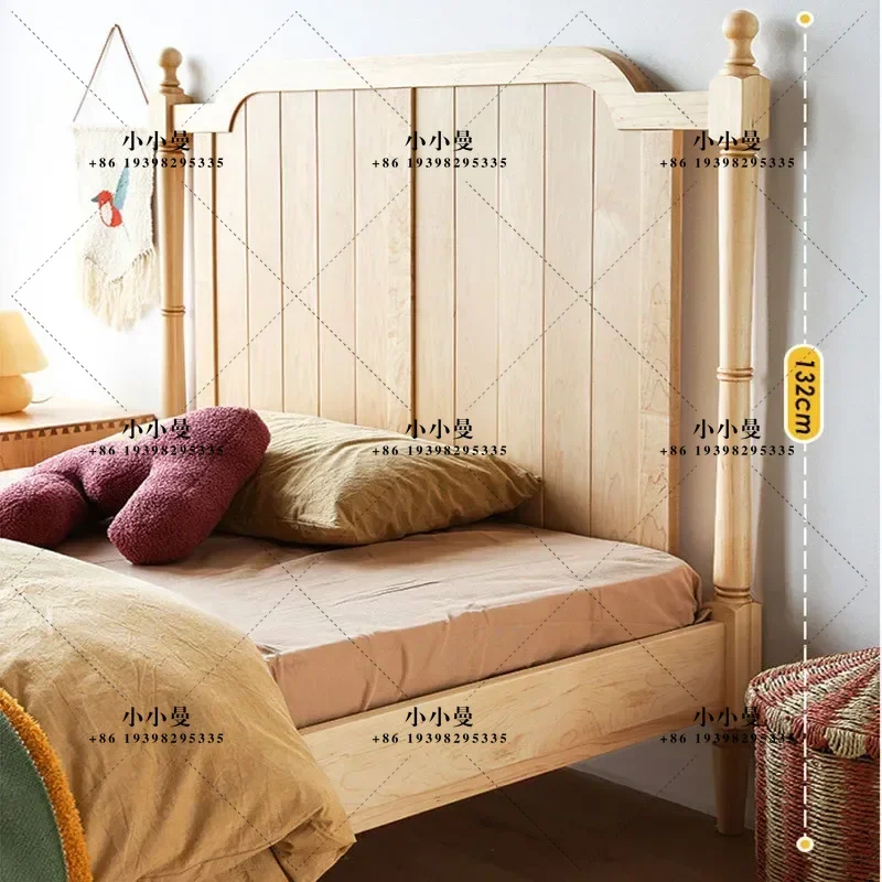 North American Hard Maple Solid Wood Bedroom Cherry Oak Log Single Bed