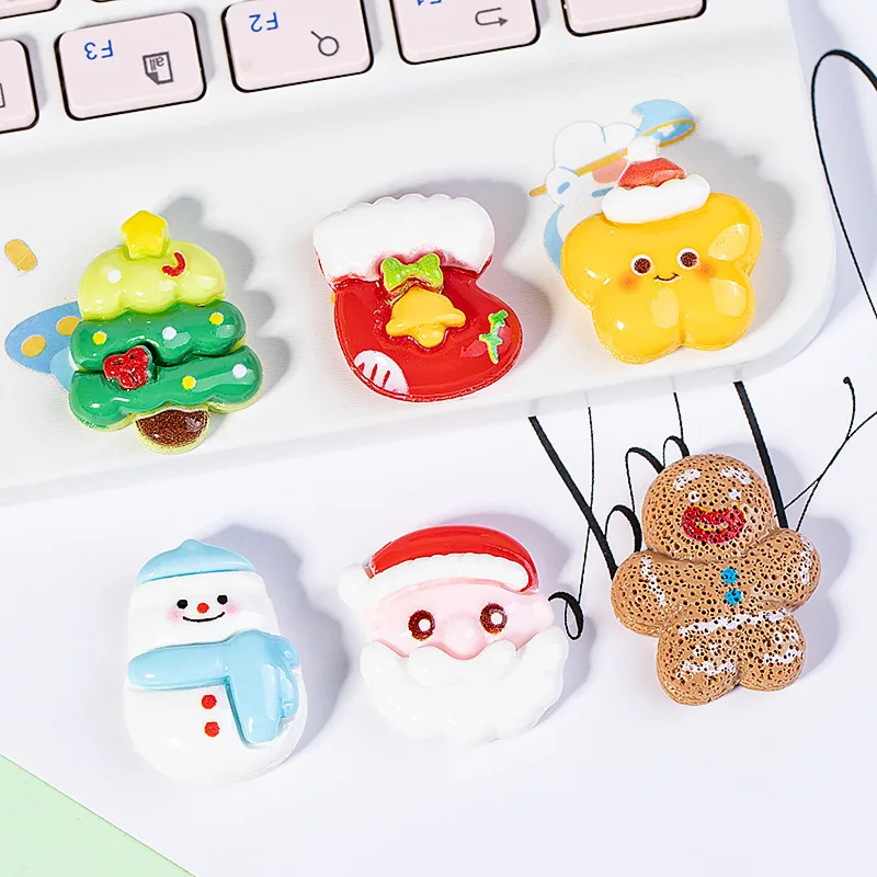 

Resin DIY Cartoon Christmas Series Snowman Cream Glue Phone Case Patch Children's Hair Accessories Decorative Material