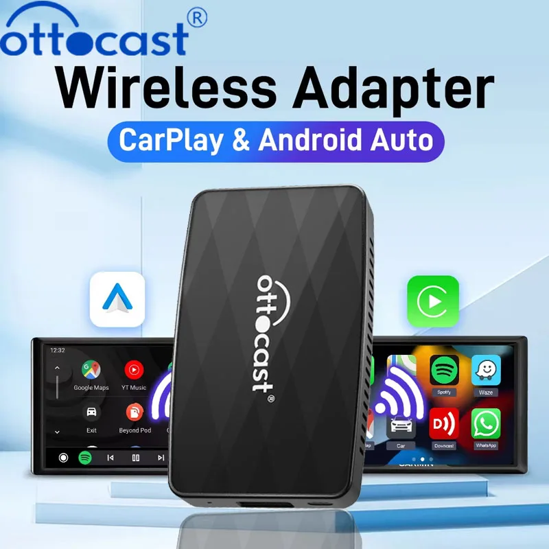 OTTOCAST 2 in1 U2 X PRO Wireless Android Auto CarPlay Adapter USB Car Accessories Bluetooth Adapter for Audi Lexus Toyota Honda