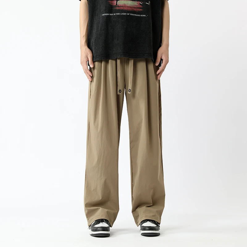 

Men's Casual Straight Leg Pants Spring Autumn Drapey Qui Dry American Sle Loose Fit Faionable Wide Leg Trousers