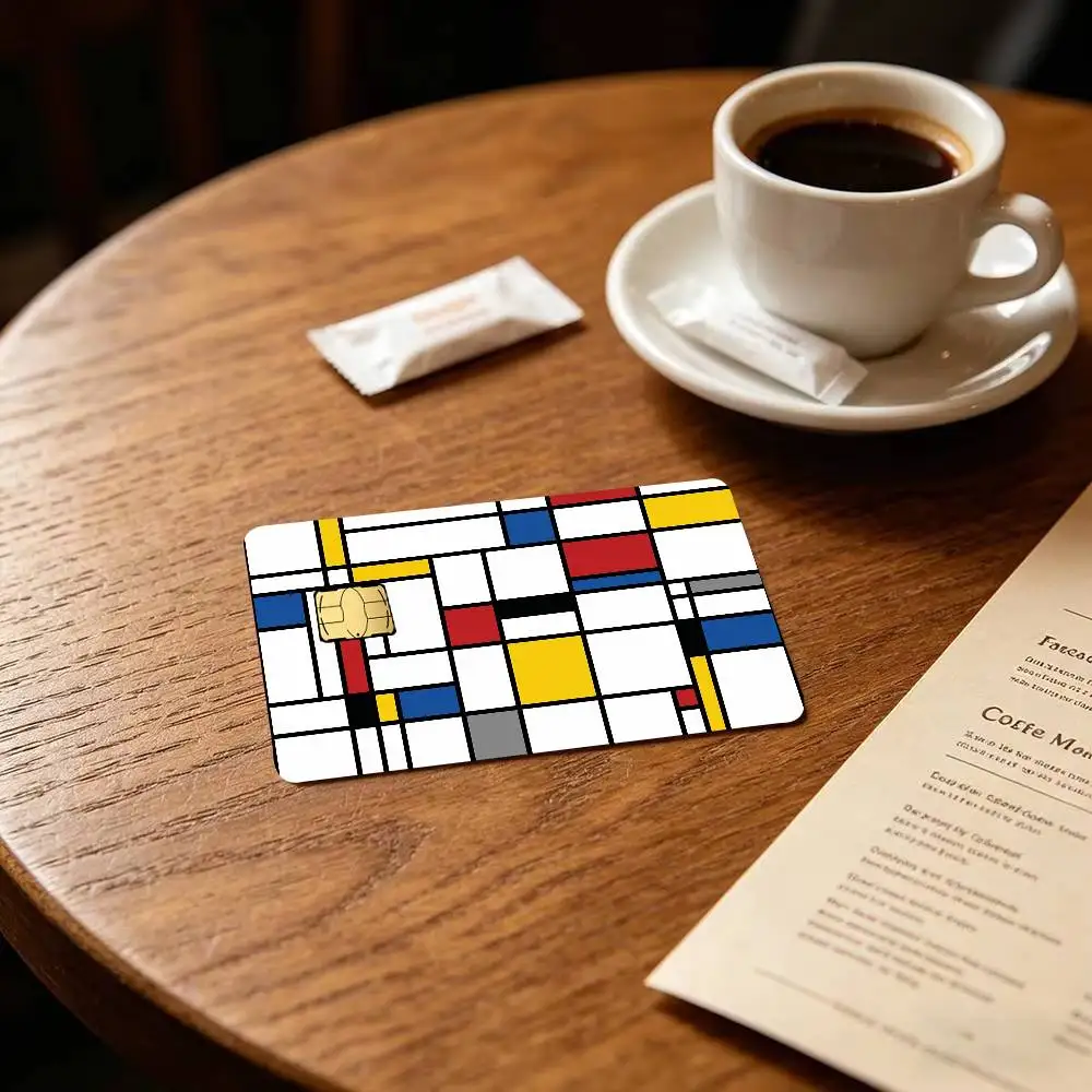 Art P-Piet Mondrian   Credit Card Public Transportation Cards Protective Sticker Waterproof Card Face Decoration