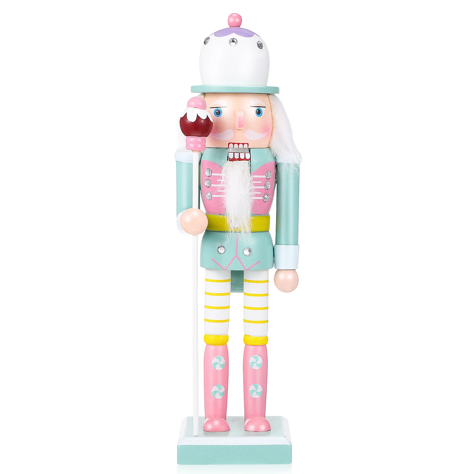 Turquoise 25cm Nutcracker Soldiers 1pcs Wooden Figures for Kids Outdoor Christmas Decor Pink Candy